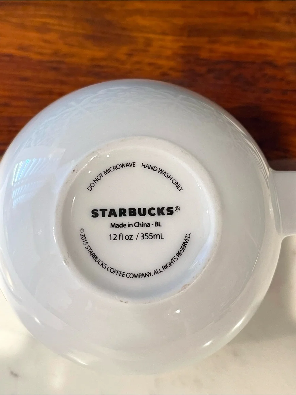STARBUCKS 2015 Round Lidded BUNNY RABBIT Tea Ceramic Cup 12oz White Gold RAR